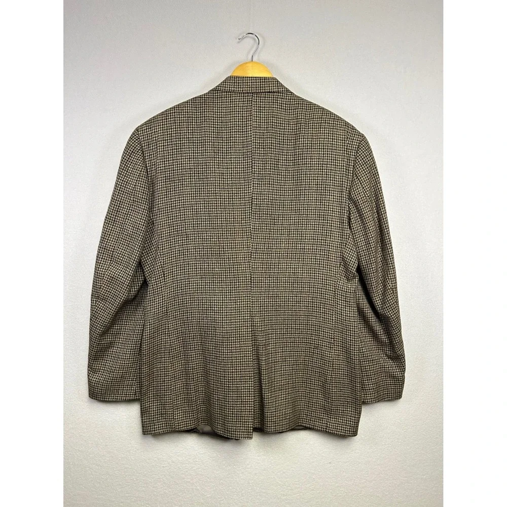 Dark Academia Haggar Mens 42 Brown Houndstooth 2 Button Sport Coat Blazer‎ USA